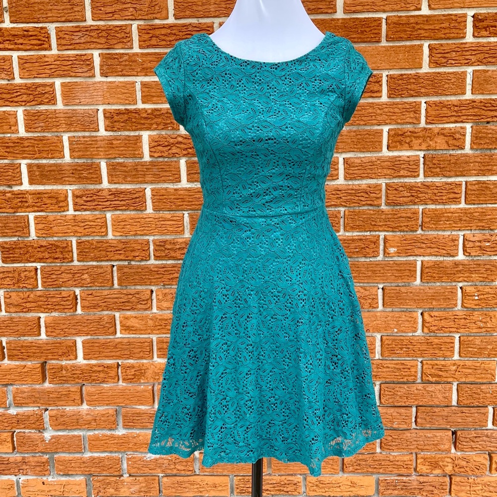 g:21 Teal Lacey Mini Dress with Lining